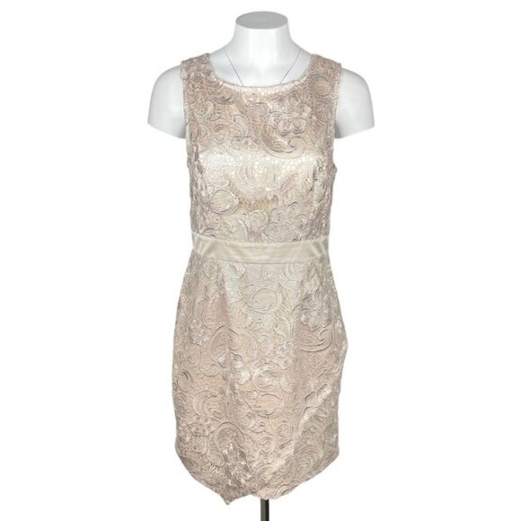 NWT LIPSY London Floral Lace Sheath Dress Sz 10 Neutral - Picture 1 of 5